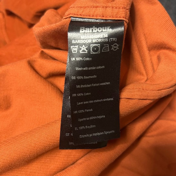 Barbour Tailored Fit Corduroy Button Down Shirt Orange Brown Men's Size XL - Picture 5 of 9